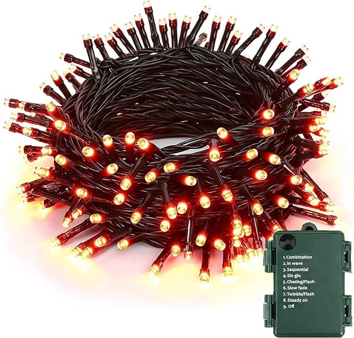 slinger - oranje - paars - 20 m - 200 leds - kerstboom - werkt op batterijen - waterdicht - 8 modi - binnenverlichting - decoratie voor herfst - Thanksgiving - tuin - terras - binnenplaats