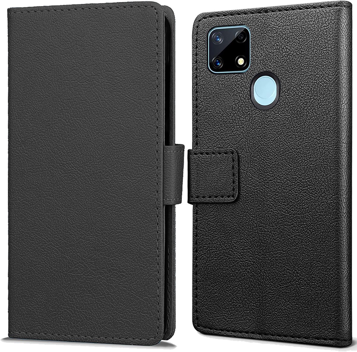Cazy hoesje geschikt voor Realme 7i Hoesje met Pasjeshouder - Bookcase Classic - Zwart