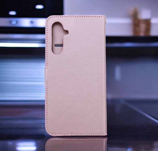 Bookcase Convient pour : Samsung Galaxy A16 - Or rose - étui portefeuille - Couverture de livre + 1x film de protection d'écran