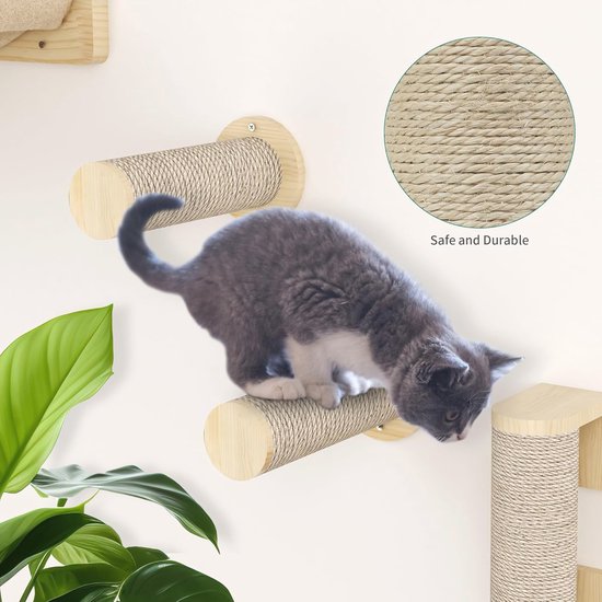 Kattenmeubel met sisal krabpalen 201 cm lichtgrijs