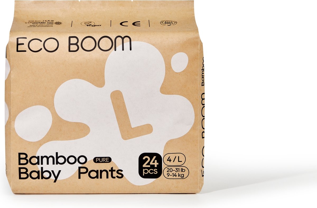 Goedkoopste Broek Puur natuurlijk bamboe maat 4/L 9-14 kg 24 eenheden | Eco Boom