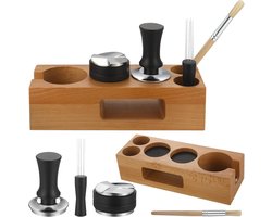 5 Pack 54 mm Espresso Accessoires Kit - Houten Sabotage Station en Koffie Distributeur voor Barista's