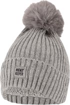Heatkeeper Thermo Muts met Pompon - Dames - Grijs - TOG waarde 1.9 - Heerlijk zacht en thermo isolerend