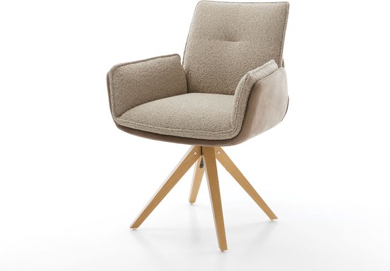 Chaise pivotante Nela - Structure en bois Flex , angulaire, mélange de matériaux naturels, boue, rotatif à 180°