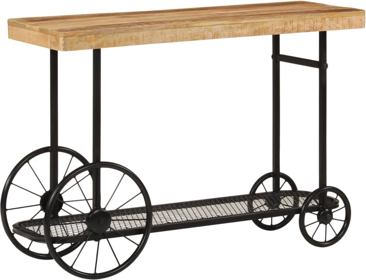 vidaXL Wandtafel - 112x36x76 - cm - massief - mangohout - en - ijzer Bruin