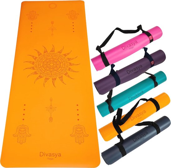 Tapis De Yoga Avec Marquages Au Sol - Antidérapant - 183x60x0.6cm - Multicolore