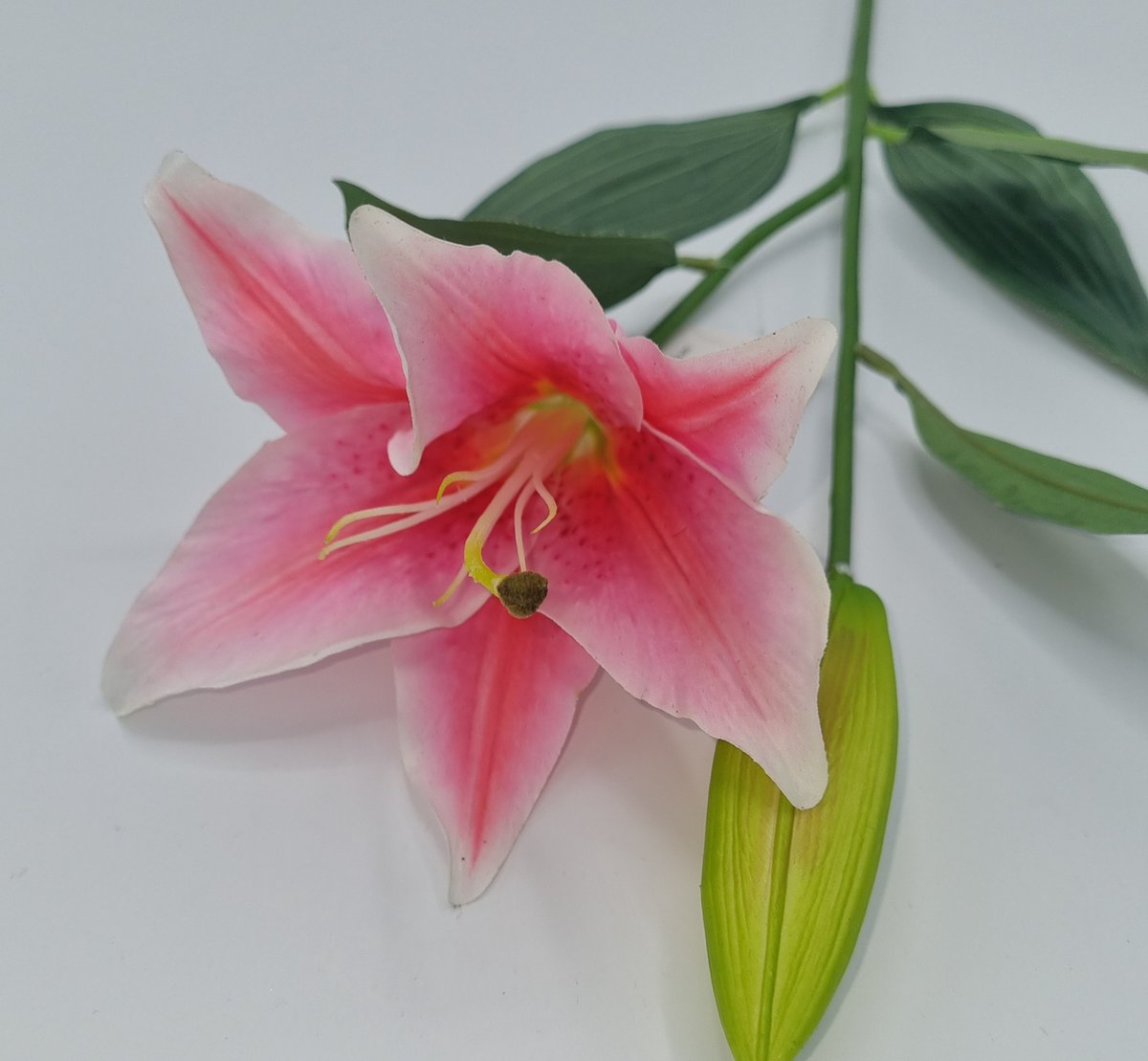 Lelie - GK330/02 - 68cm - Roze - 1 bloem - 1 knop - Grafdecoratie - Zijdenbloemen - Kunstbloemen