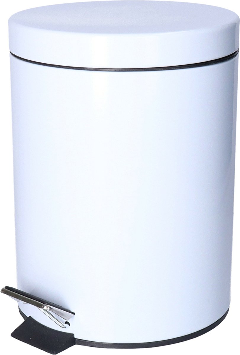 Goedkoopste CM Pedaalemmer Shine - wit - 5 liter - metaal - 19 x 26 cm - binnen emmer - toilet/badkamer - klein model