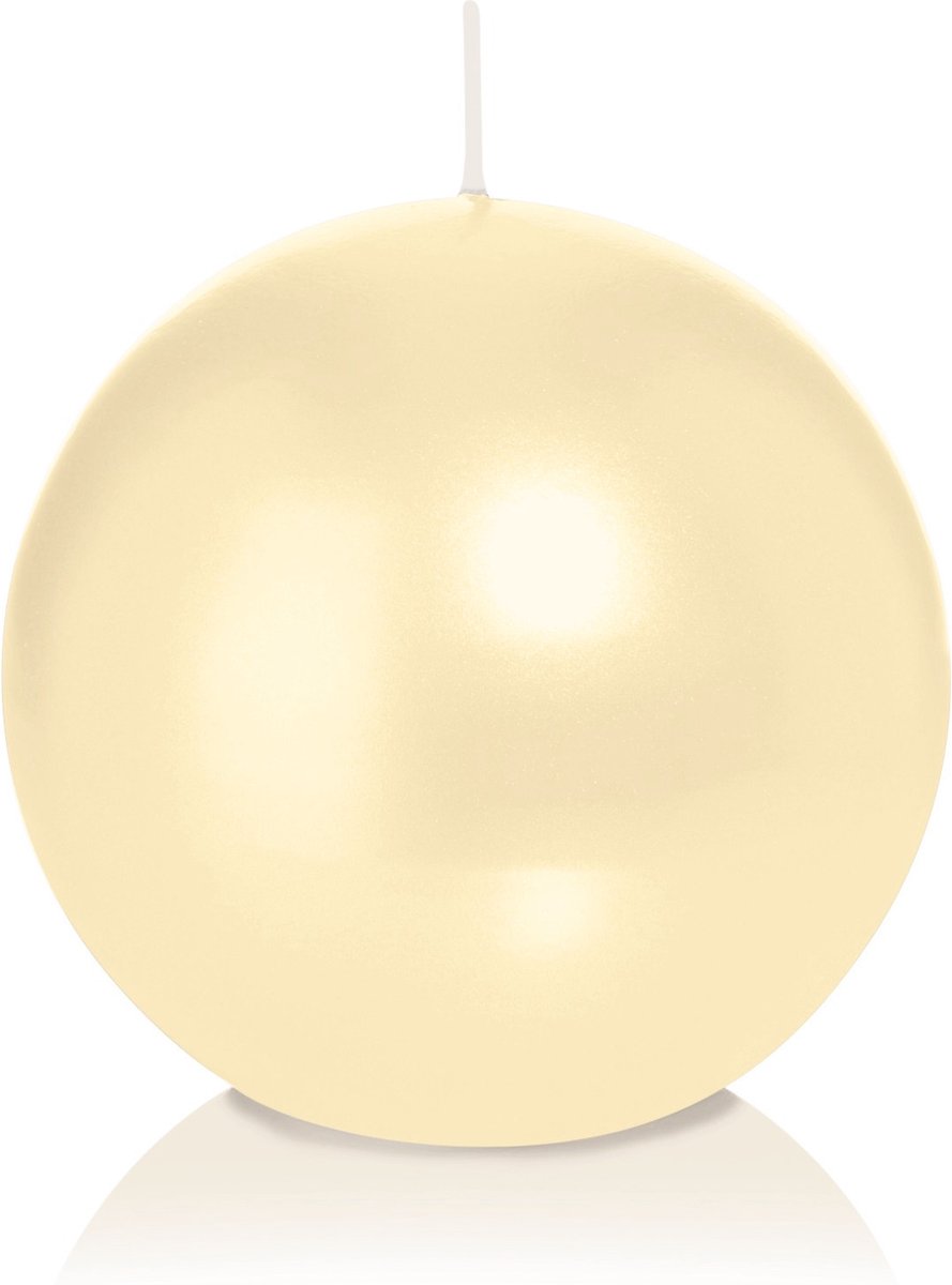 Trend Candles Bolkaars glad - creme wit - 8 cm - 25 branduren - ronde kaarsen