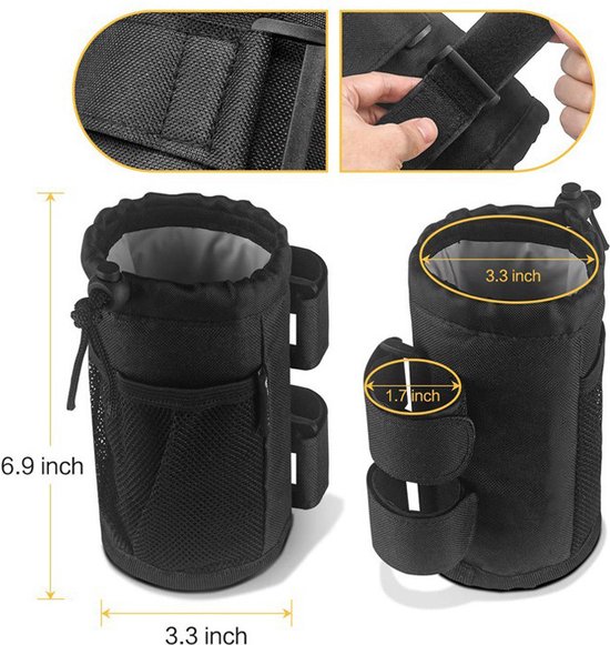 2 stuks - Universele Bekerhouder - Fietsfleshouder - Drankhouder Fiets - Drinkfleshouder - Bidonhouders - fietsstuur bidonhouder - zwart - 18*10cm - Polyester — afbeelding 4