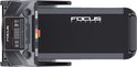 Bovenaanzicht van een donkergrijze Focus Fitness loopband met zwart loopvlak en display.