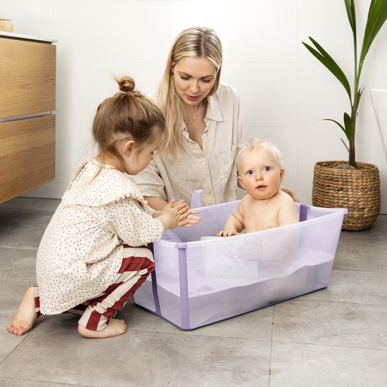 Stokke Flexi Bath, Ocean Blue - Opvouwbaar babybadje - Lichtgewicht, duurzaam en gemakkelijk op te bergen - Handig voor thuis of op reis - Geschikt voor pasgeborenen en baby's van Stokke — afbeelding 3