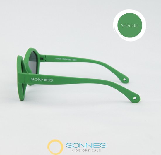 Sonnies - Kinderzonnebril Milano Verde - Leeftijd 3-5 jaar - gepolariseerde glazen voorzien van UV400 bescherming - lichtgewicht frame - buigzaam en flexibel - jongens en meisjes - kinder zonnebril - kleur groen van Sonnies — afbeelding 5