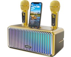 Karaokemachine met Draadloze Microfoons en Bluetooth Speakersysteem voor Volwassenen en Kinderen