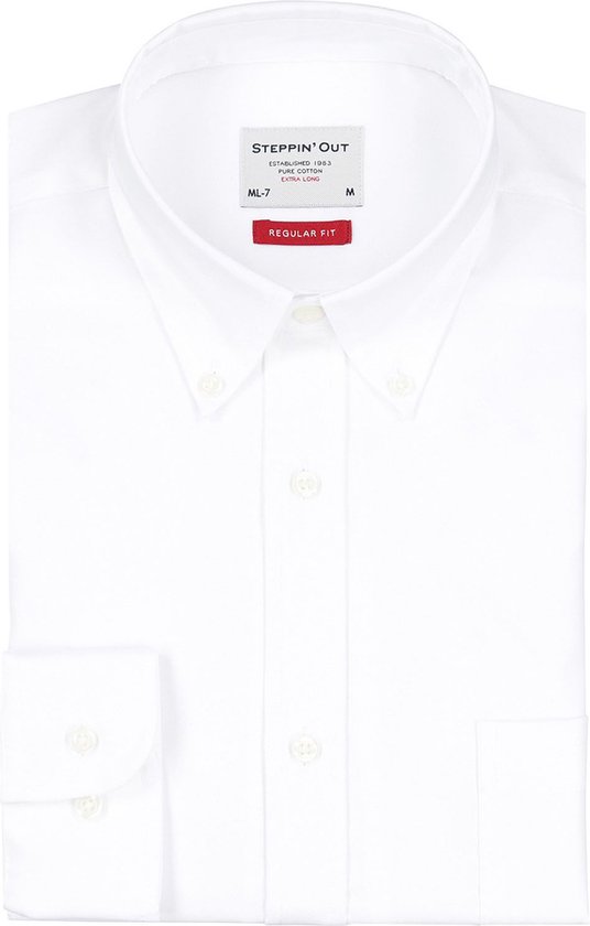 Steppin' Out Extra Long Sleeves Overhemd Twill Wit - Maat XL - Heren