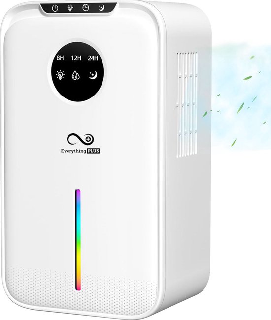 Foto: Everythingplus luchtontvochtiger ontvochtiger dehumidifier ontvochtiger huis luchtontvochtiger slaapkamer ontvochtigt tot 1 2 l per dag extra stil capaciteit van 2 5l wit