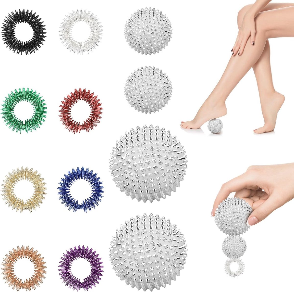 Goedkoopste Acupressuurballen en Sensorische Massageringen Set voor Stressvermindering