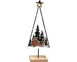 Tafeldecoratie kerstlandschap "Snowy" met 10 LEDs - 33 cm