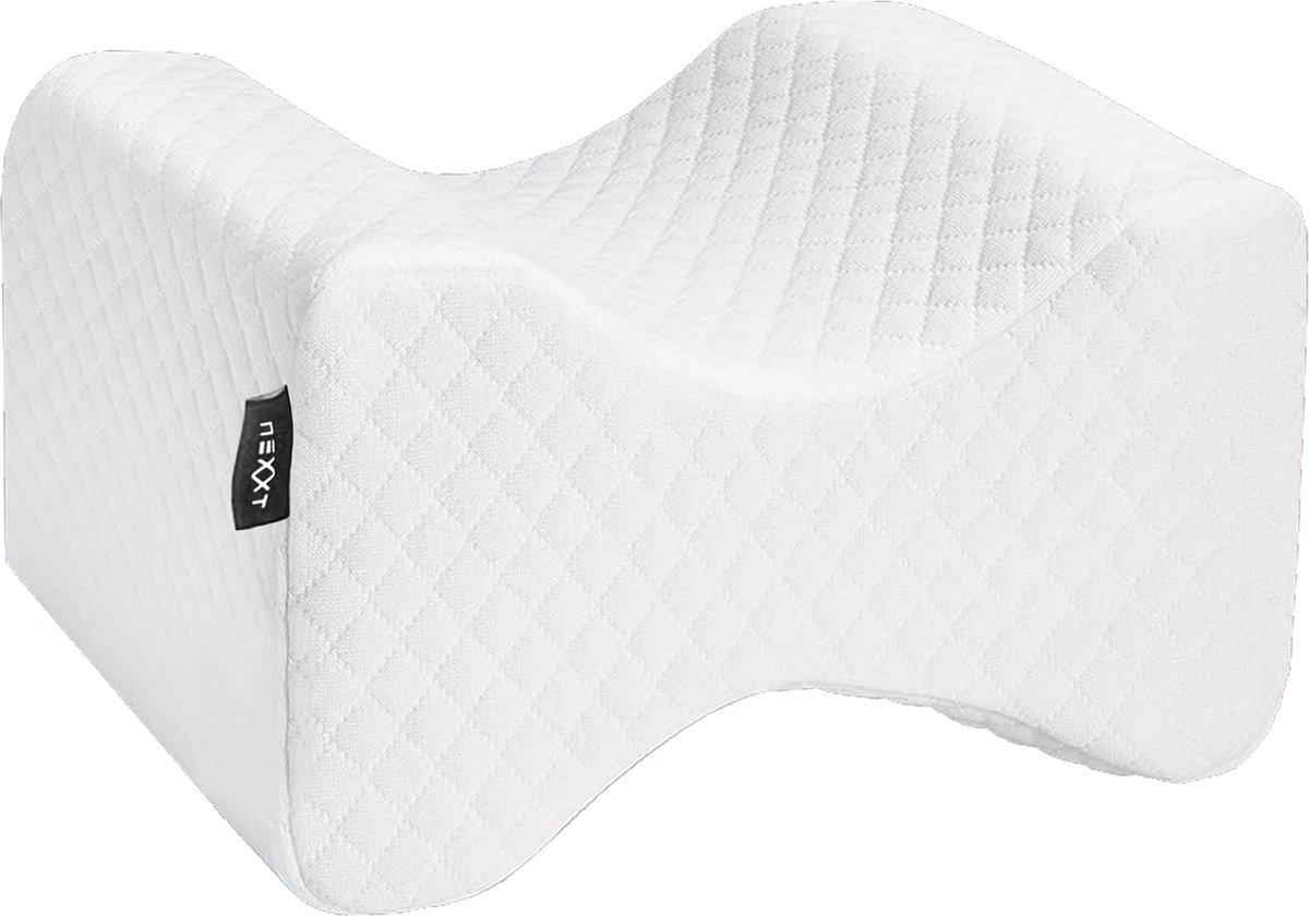 Nexxt Leg Cool Pillow Kniekussen – Zijslaapkussen voor in Bed – Ergonomisch Kussen – Ondersteunt Heup, Knie en Rug – Wasbare Hoes – Wit