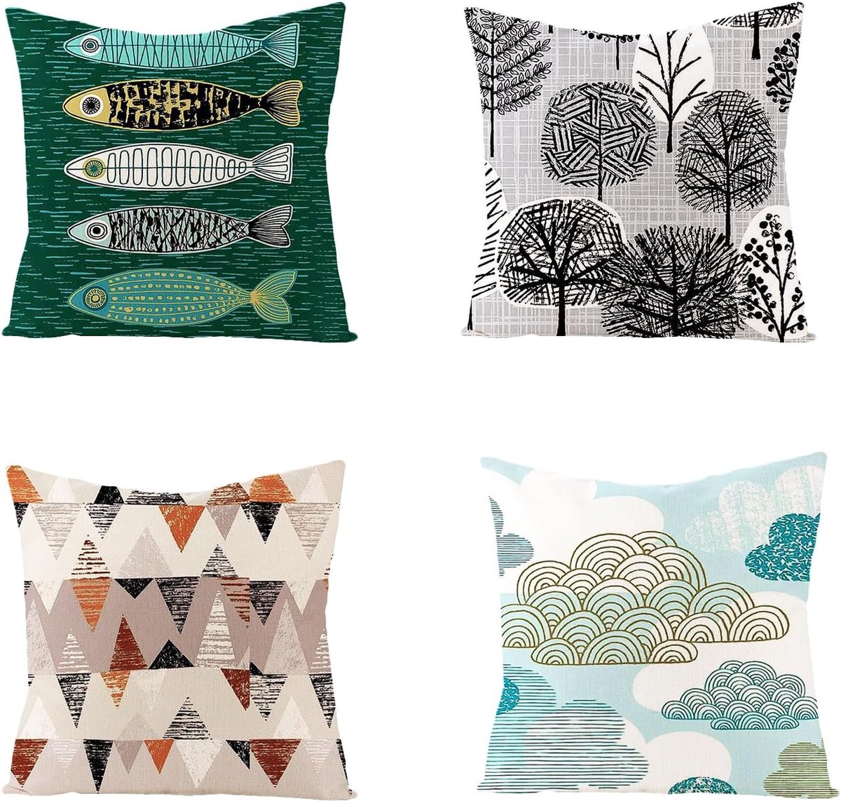 Goodivery ® Stijlvolle Set van 4 Decoratieve Kussenhoezen voor Woonkamer en Tuin
