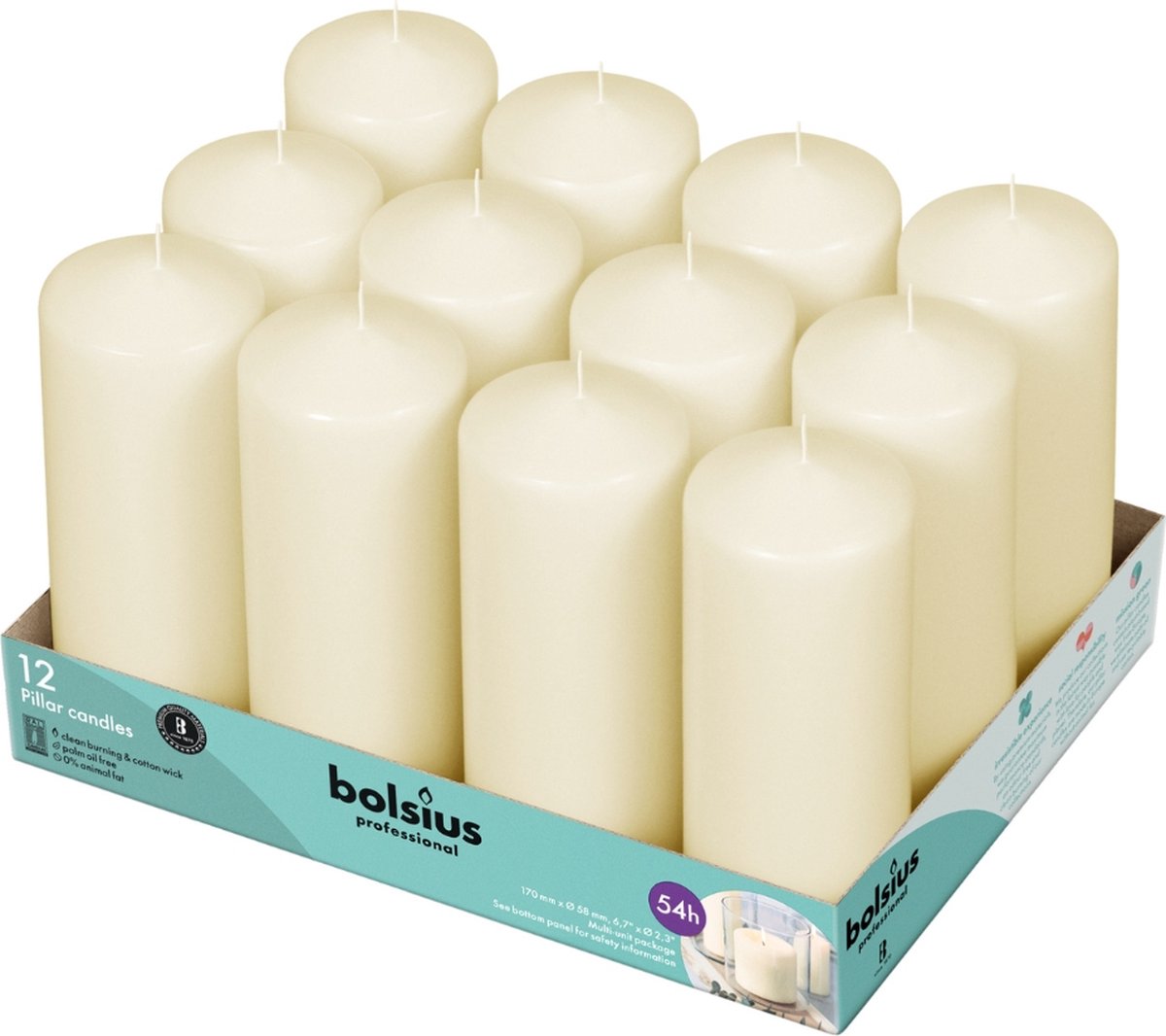 Bolsius Stompkaarsen - 170/60 - Ivoor - 12 stuks