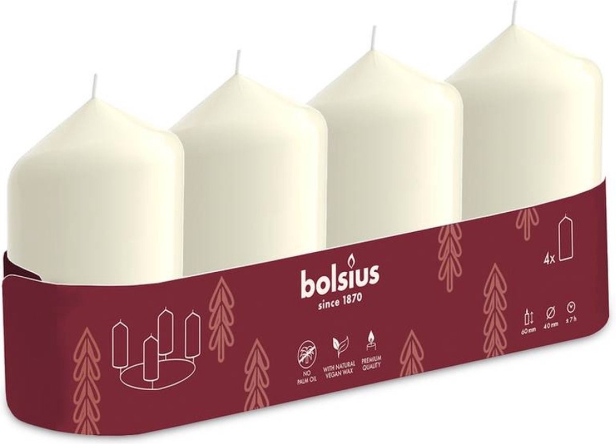 Bolsius Stompkaars - 60/40 - 4 stuks per verpakking - Soft Pearl Parelmoer