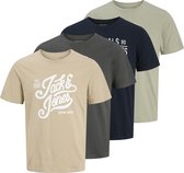 Jack & Jones T-Shirt Homme JJLINO 4 Pack coupe régulière Multicolore M