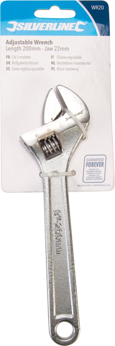 Verstelbare moersleutel Lengte 200 mm - kaak 22 mm