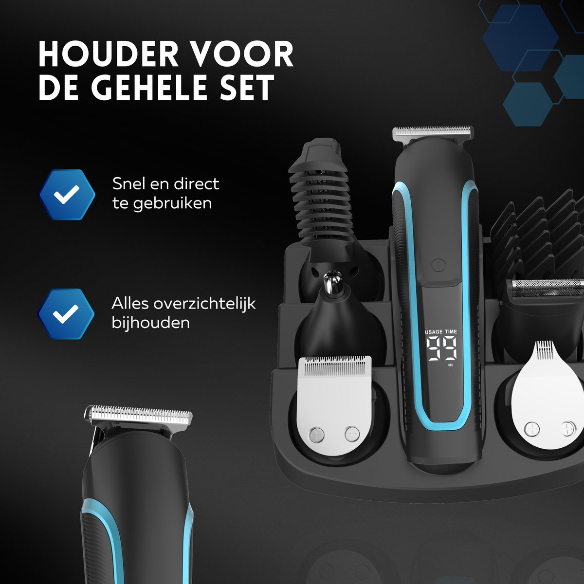 6-in-1 Baardtrimmer Mannen - Beeperfect® - Trimmer Baard en Lichaam - Bodygroomer - Neus en Oortrimmer - Waterdicht - Incl. 6 Opzetstukken thumbnail 8