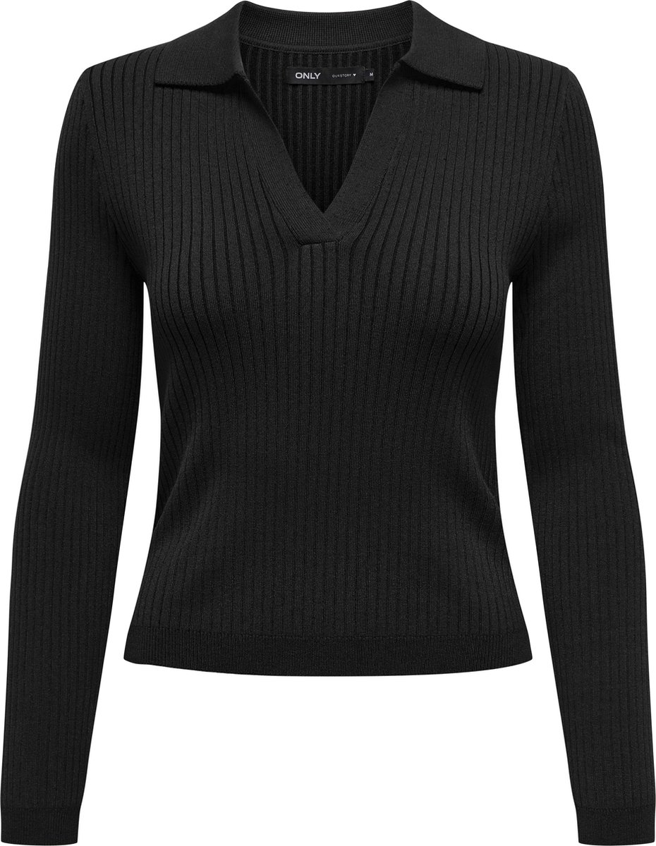 Only Trui Onlkaya Ls Polo V-neck Pullover Ex 15344841 Black Dames Maat - L