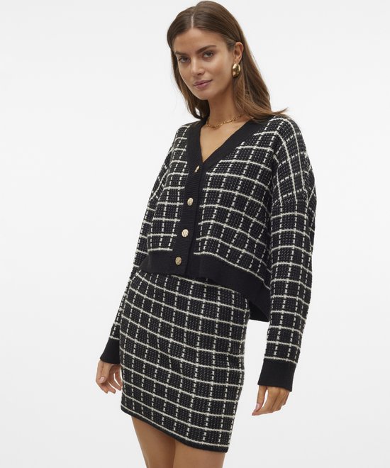 VERO MODA VMKIA LS V-NECK CROP CARDIGAN CO BOO Cardigan Femme - Taille S