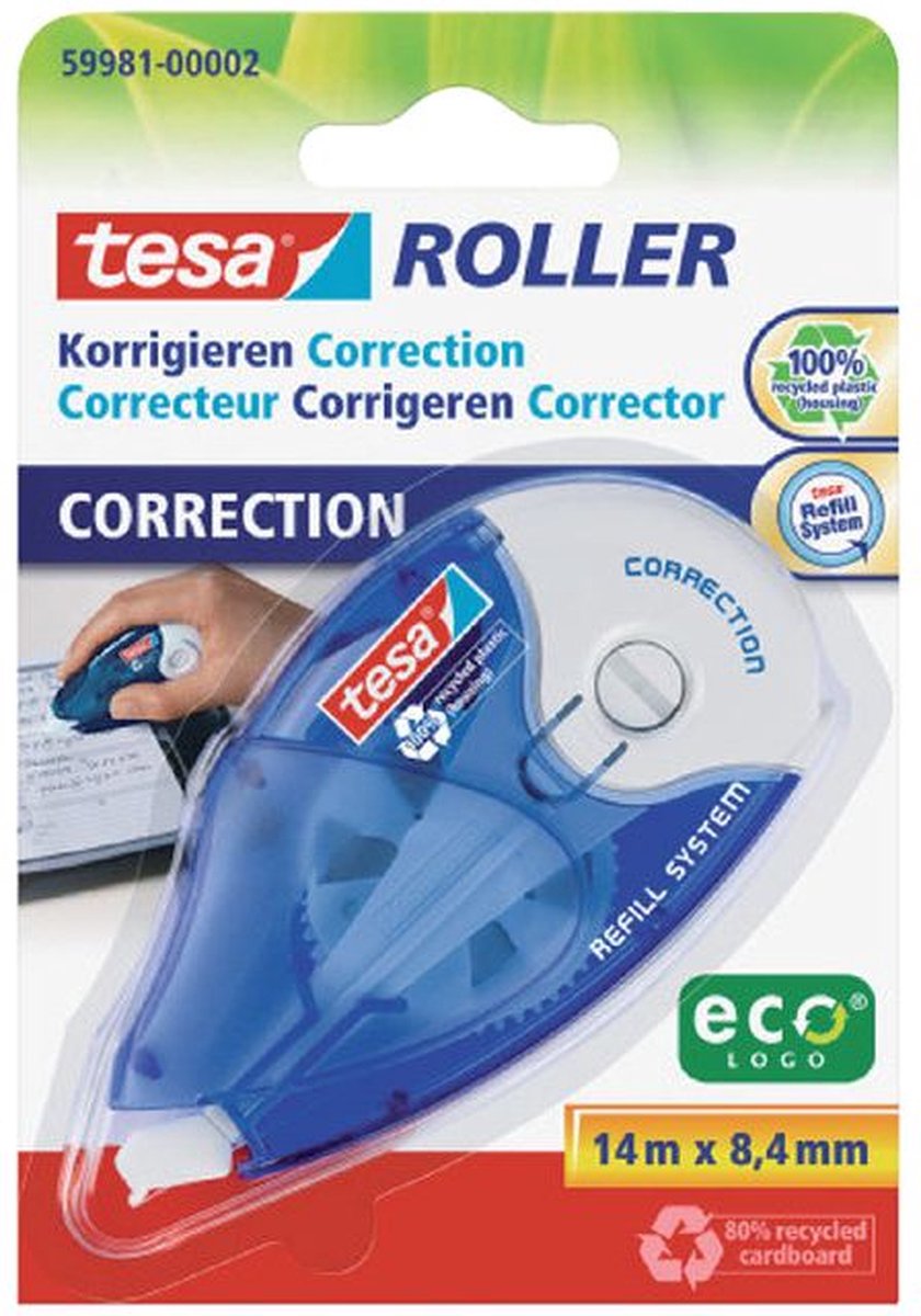 Correctietape tesa eco 8.4mm navulbaar blister | 5 stuks