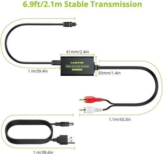 NÖRDIC Converter Digitaal naar Analoog RCA - Toslink naar RCA - Geschikt voor TV, PC, Laptop en alle Gameconsoles — afbeelding 5
