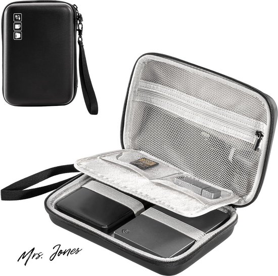 Mrs. Jones Harde hoes voor 2 harde schijven - zwart met USB 2.5 draagbare externe harde schijf etui voor 1/2/3/4TB - 2021 .
