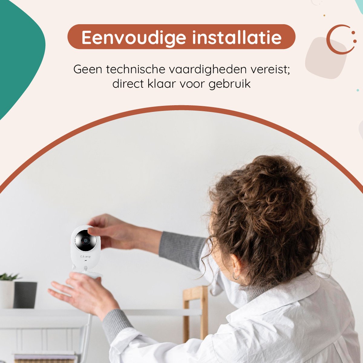 Afbeelding 2 van Numsy Babyfoon met Camera - Baby Monitor met VOX - Nachtzicht - Babyphone met Temperatuurweergave - Baby Monitor Uitbreidbaar tot 4 camera's