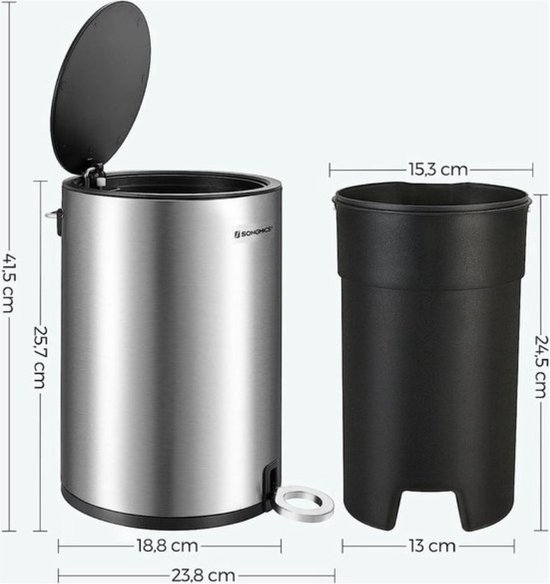EKO Madison Afvalemmer Voor De Keuken, 30 L, Met Pedaal En Softclose Van Roestvrij Staal Anti Vingerafdruk Compact Robuust Ontwerp Inclusief Zakken Ideaal Moderne Keukens 3557349050