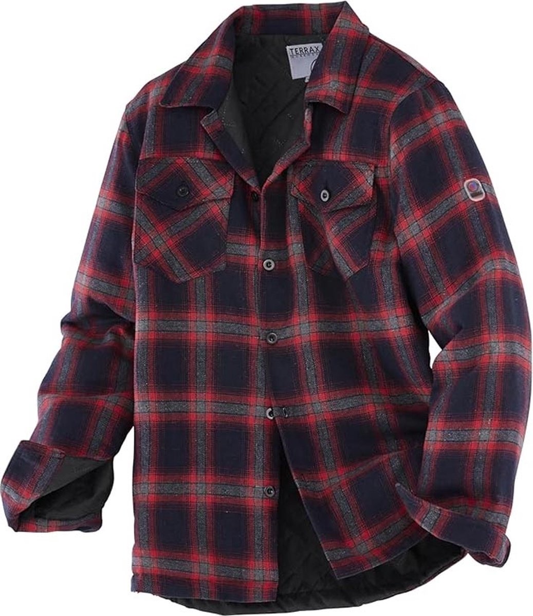 Terrax Thermo Plaid Donkerblauw/Rood Overhemd Heren