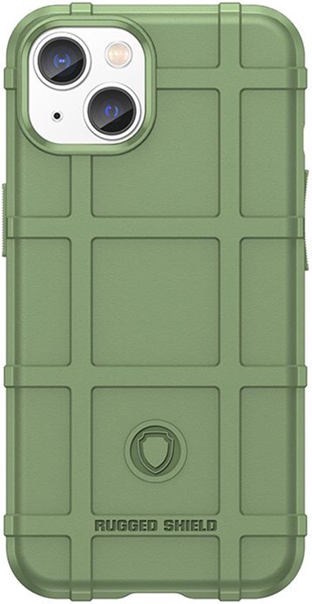 MobyDefend Hoesje - Geschikt voor iPhone 14 Plus - Rugged Shield TPU Backcover - Groen