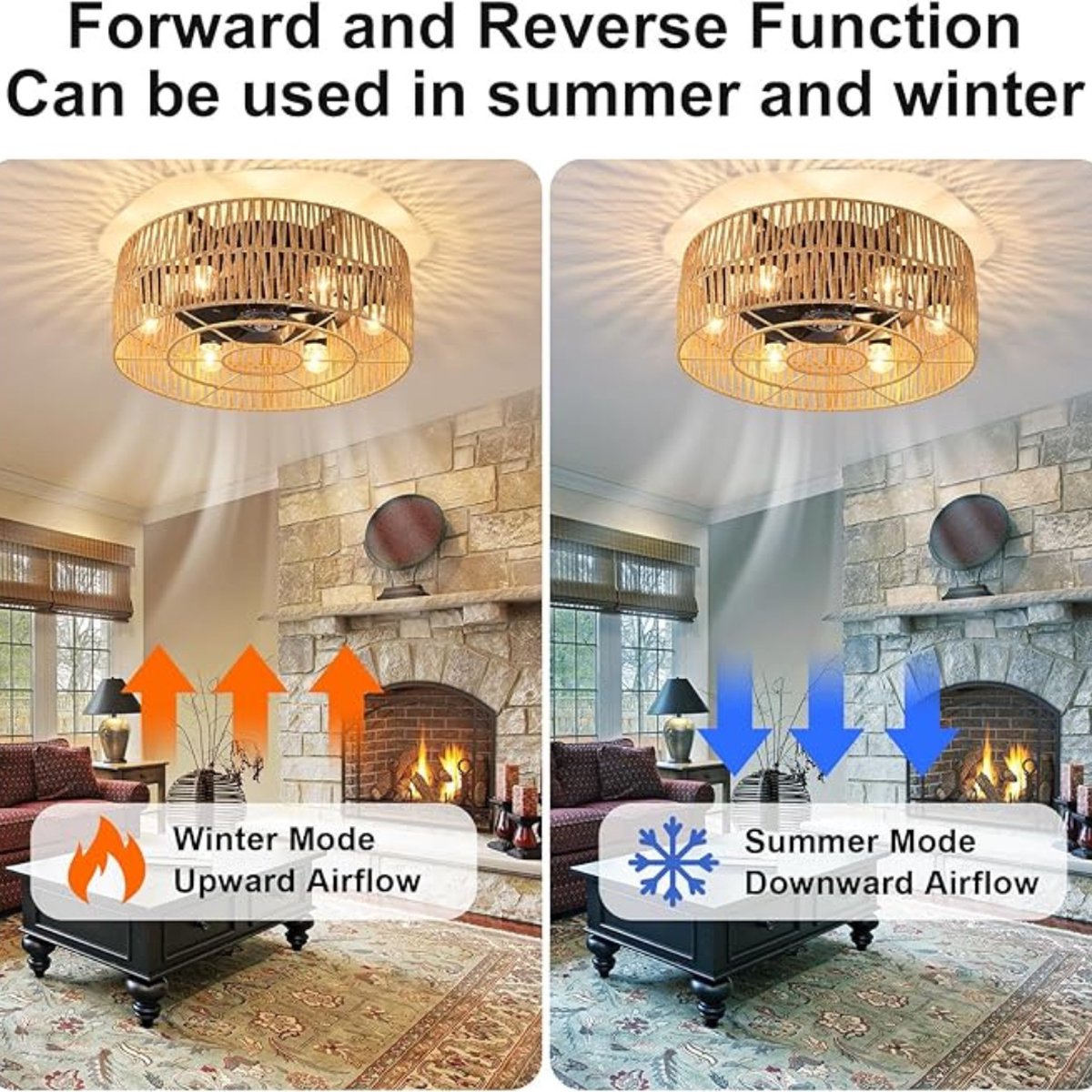 Equivera Plafonniere met Ventilator - Plafondventilator - Plafondventilator Afstandsbediening - Plafondventilator Slaapkamer - Plafond Ventilator met Verlichting - Plafondlamp - Plafonniere - Ideaal voor in uw slaapkamer! thumbnail 5