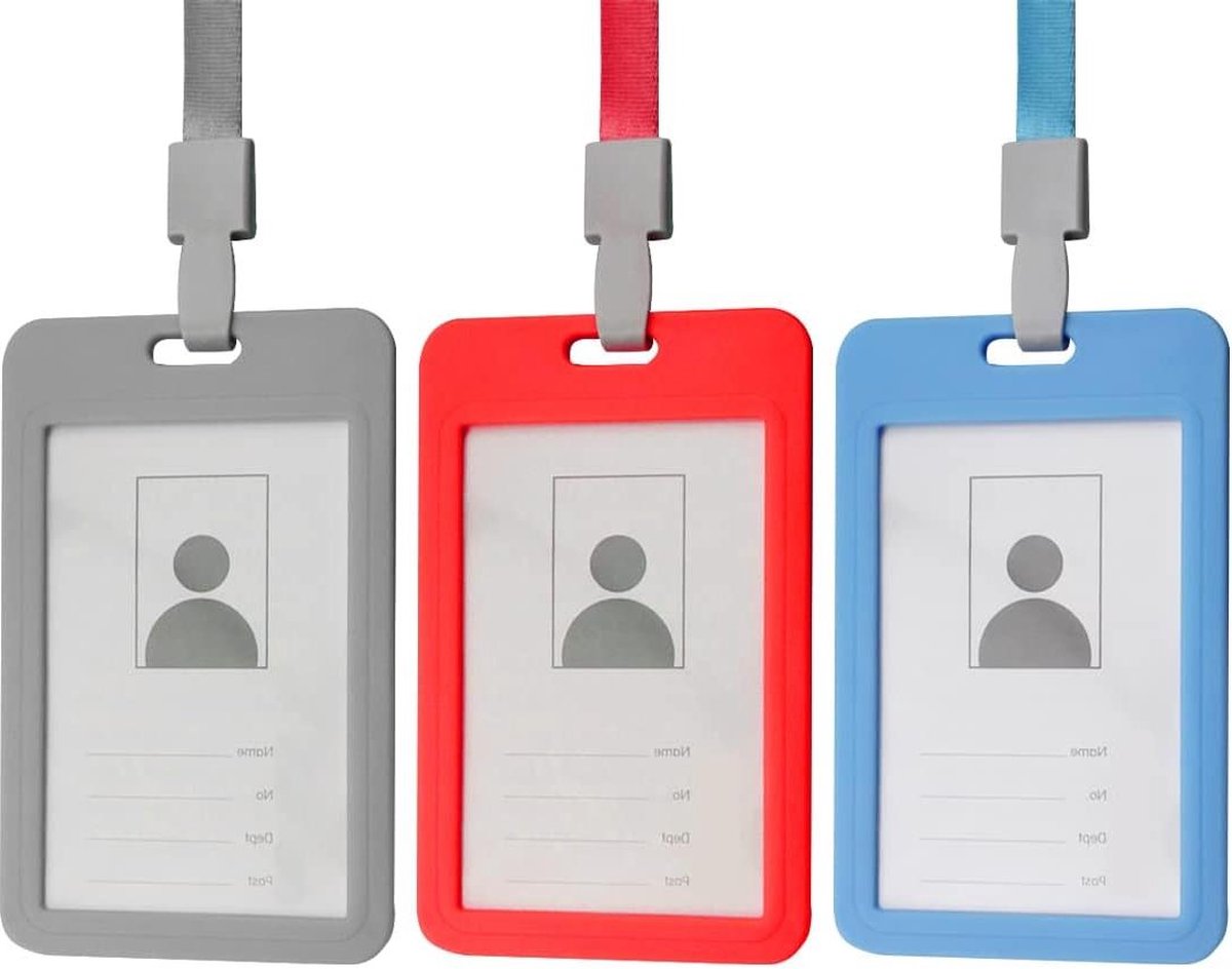 Goedkoopste Afneembare dubbelzijdige transparante waterdichte kunststof kaartenhoes met omhangband - werkkaarten studentenidentiteitskaart - accessoires voor studenten op kantoor