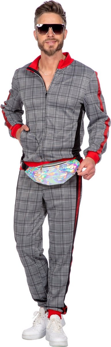 Retro Trainingspak Hip Hop Trotse Schotse Ruit Grijs - Man