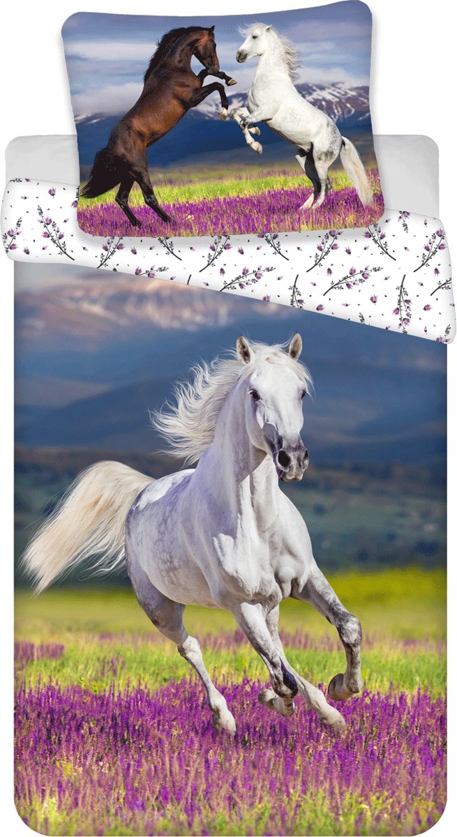 Sweet Home Dekbedovertrek, Paarden - 140 x 200 + 70 x 90 cm - Katoen