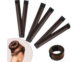3-Pack Bun Maker - DIY Bun Styler - Voor dagelijkse kapsels zonder kroezen - Comfortabele grip, draagbaar en lichtgewicht ontwerp - Perfect voor vrouwen en kinderen met lang of kort haar - Donkerbruin