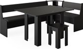 Vicco Groupe de canapés d'angle Roman, Zwart, 120 x 41,5 cm avec table