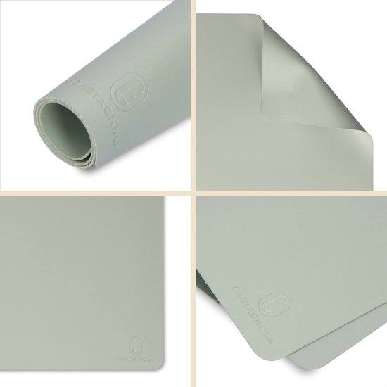 Napperons de table aspect cuir Castagnola - Set de table antidérapant en similicuir - Sous-couche hydrofuge - Dessous de verre - Napperons en plastique - 6 pièces - 45 x 30 cm - Vert clair