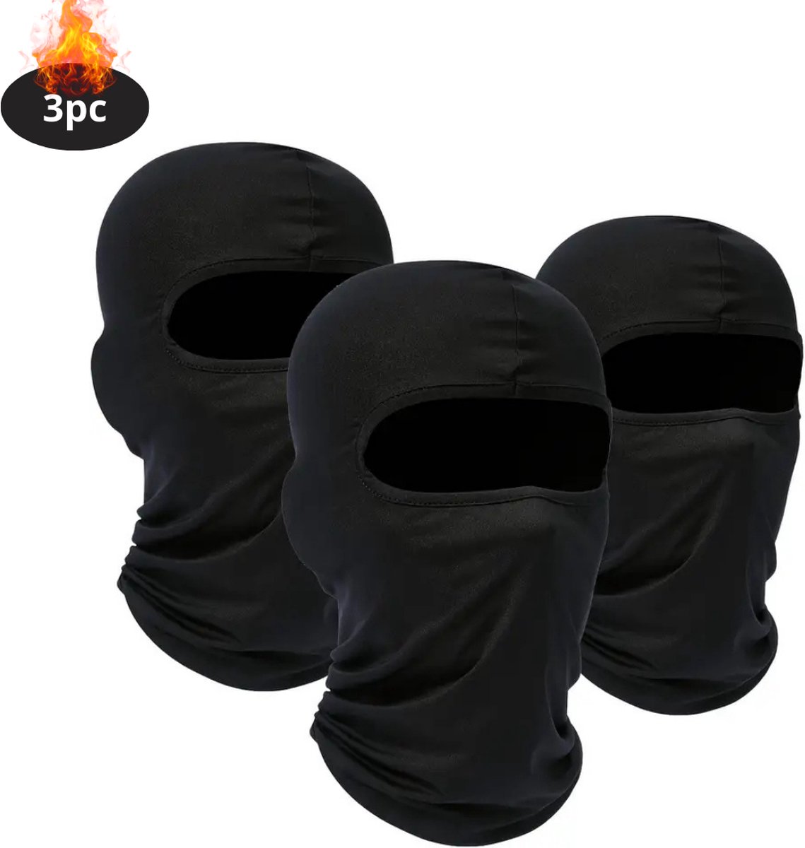 Nivard Winter Masker Balaclava Ski Mask Ski Masker Bivakmuts Full Face Mask 3x Zwart