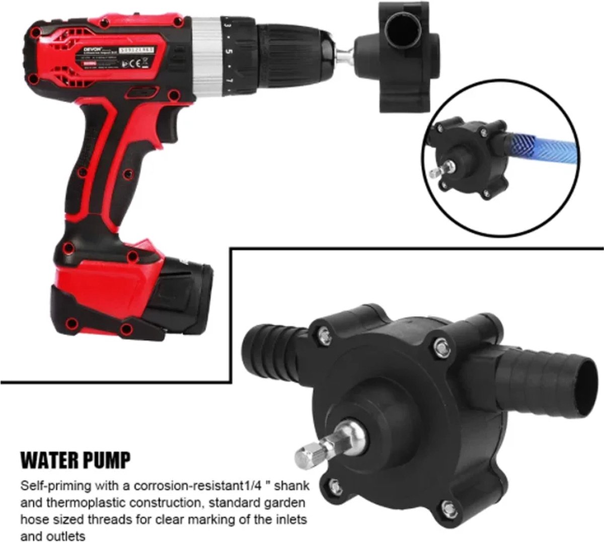 Draagbare Elektrische Boorpomp Zelfaanzuigende Vloeistofoverdrachtspompen Kleine Huishoudelijke Waterpomp Tuin Buitengereedschap - Zwart thumbnail 3