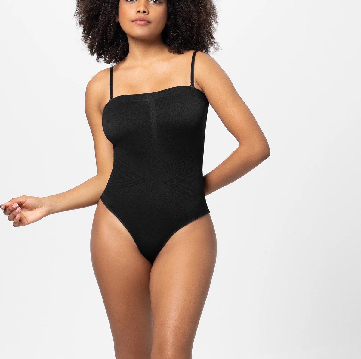 Wow Peach New Shapewear Bodysuit Slip - Open Kruis - Shaper - Fit - Comfort - Elastisch - Strapless - Afneembare Schouderbandjes - Zwart