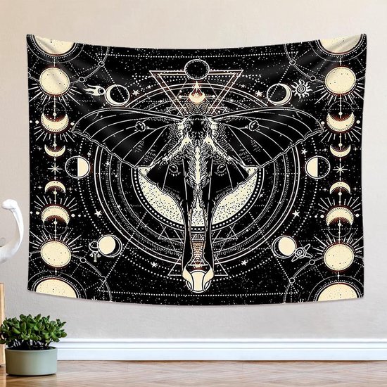 wandtapijt Indiase Boeddha standbeeld meditatie 7 Chakra Boho