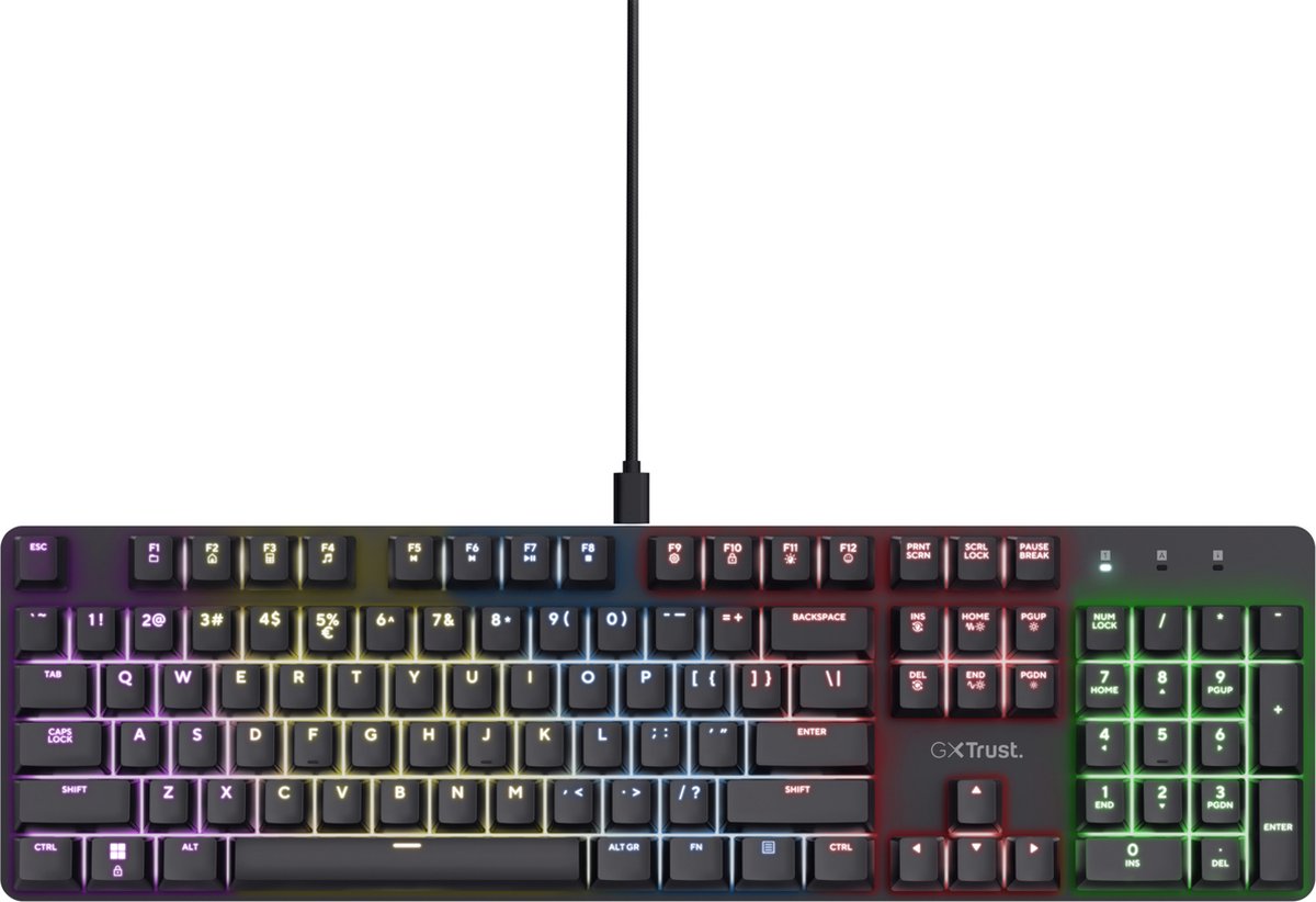 Trust Gxt871 Zora Rgb Qwerty Mechanisch Bedraad Gamingtoetsenbord Zwart